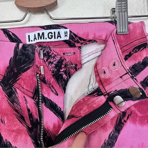 I.AM.GIA Melrose Pant-Tiger Tie-dye Straight Leg Pant Size XS In Pink and Black - Picture 5 of 9